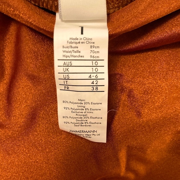 Zimmermann Brown One Piece Swimsuit High-Cut Minimalist Estelle - Picture 12 of 12